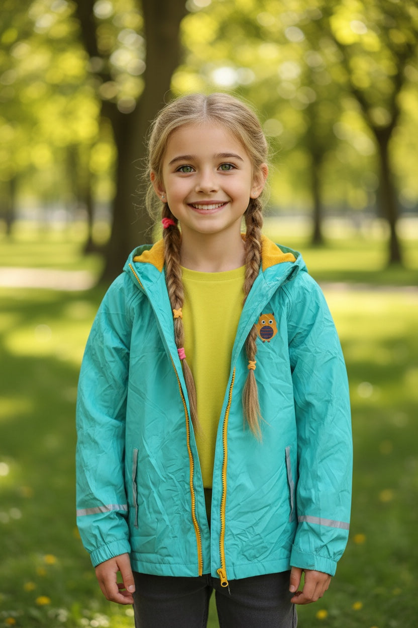 Impermeable color verde agua edad de 4 a 6 años
