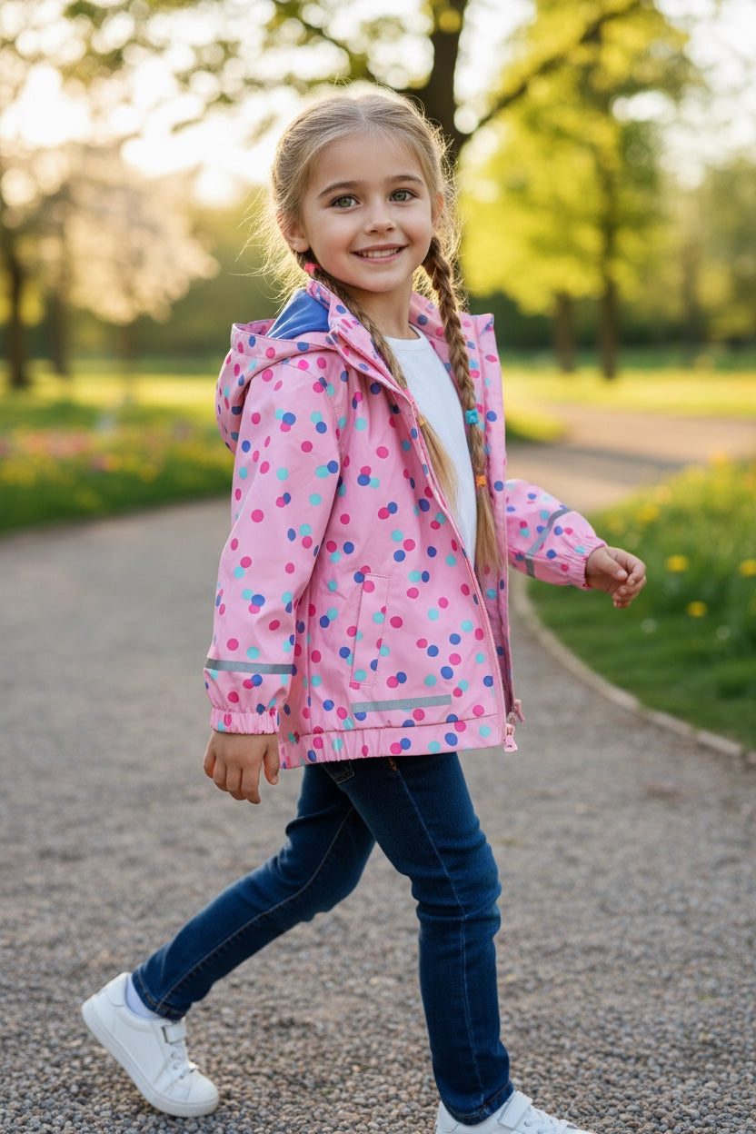 Impermeable rosado para  edad de 3 a 5 años